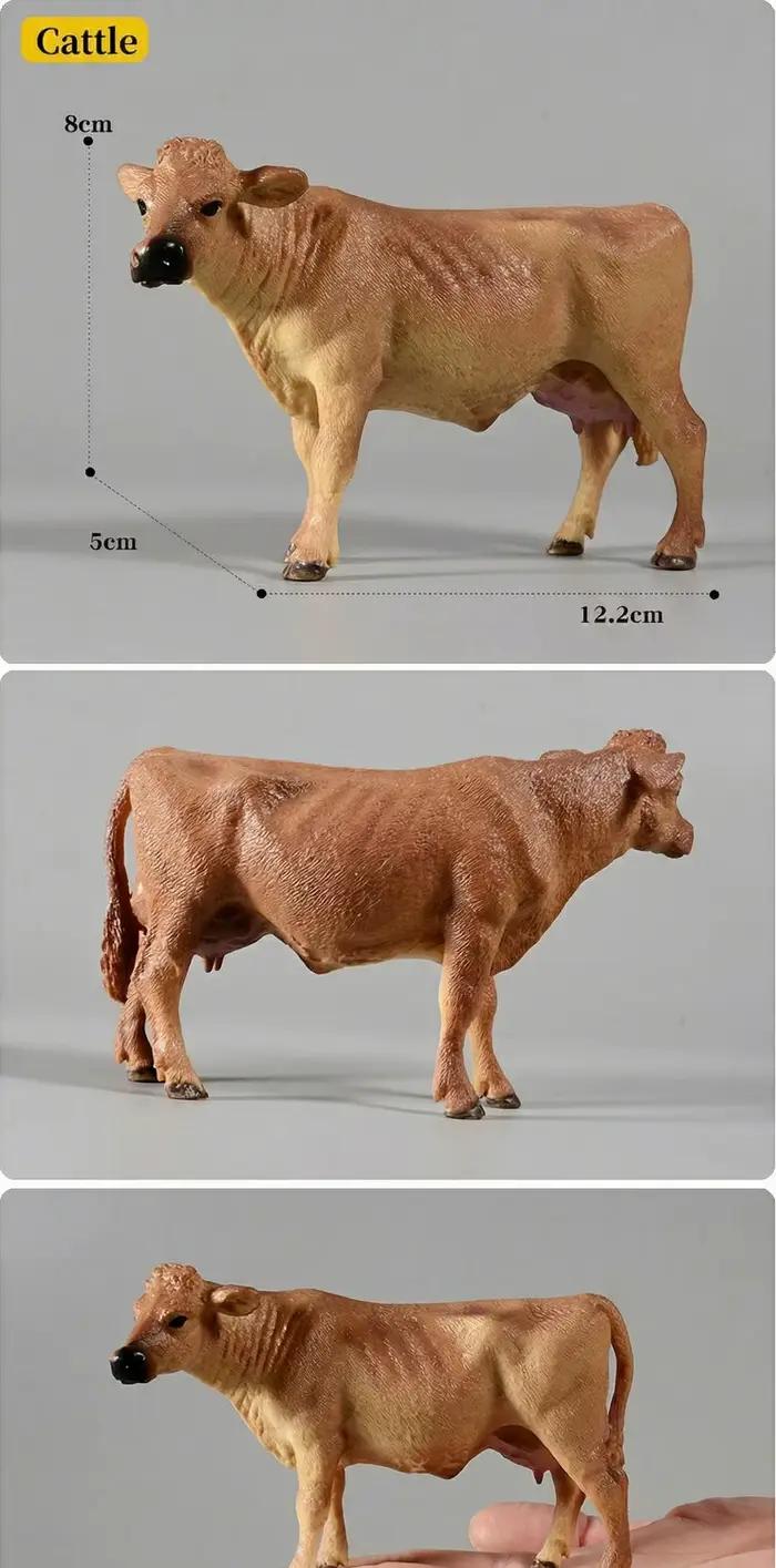 Ensemble d'animaux de ferme éducatifs de simulation - Figurines d'action de taureau, bovins et vaches mignons, jouet pour enfants, cadeau