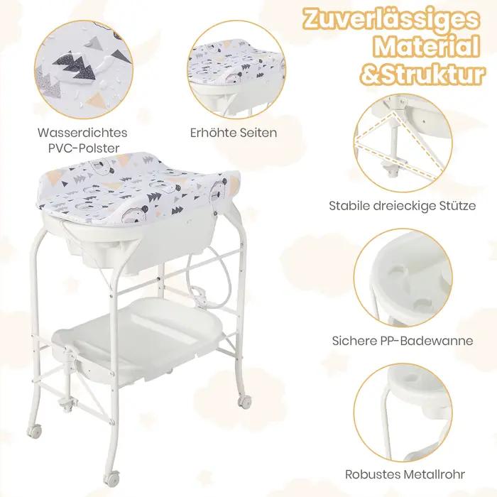Table à langer pliante 4 en 1 avec baignoire