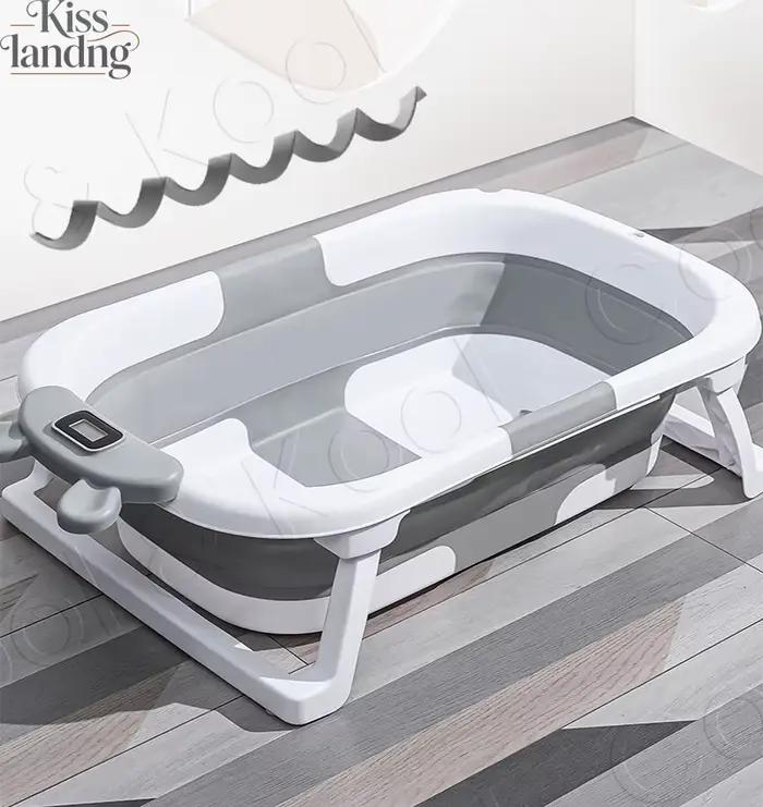 Baignoire pliable en silicone pour bébé avec capteur de température