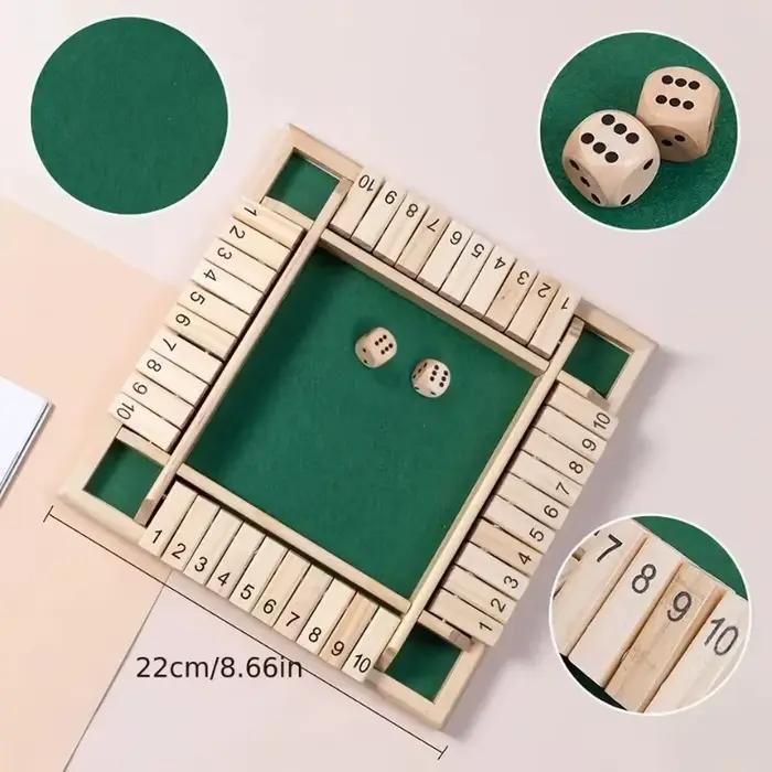 Nouveau jeu de société de dés en bois pour 2-4 joueurs jeu de dés avec rabats pour l'interaction Parent-enfant amis divertissement de fête amusant