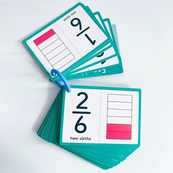 Cartes flash de chiffres de fraction pour l'école primaire