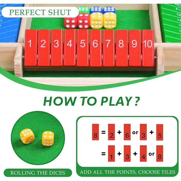 Jeu de dés en bois pour l'apprentissage de l'arithmétique – Boîte à cartes à retourner avec tuiles numériques à 4 faces
