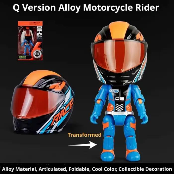 Figurine de motard en alliage Q à l'échelle 1:12, articulations flexibles pour diverses postures de conduite, casque, ornements de bureau pour enfants