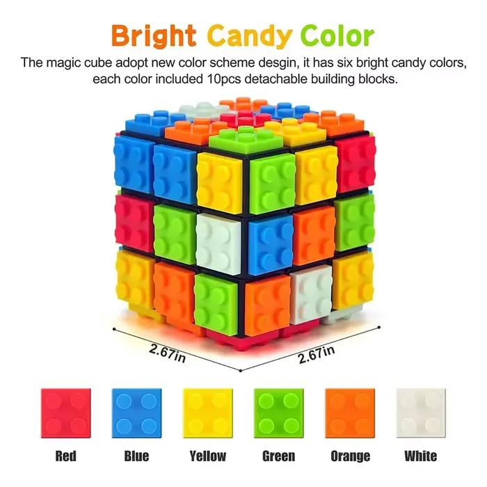 Blocs de construction 3D Puzzle magique Cube 3x3x3 bricolage Fidget jouet brique