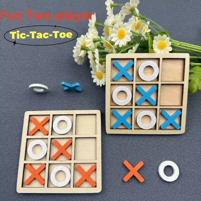 Jeu de puzzle Tic Tac Toe en bois pour deux joueurs