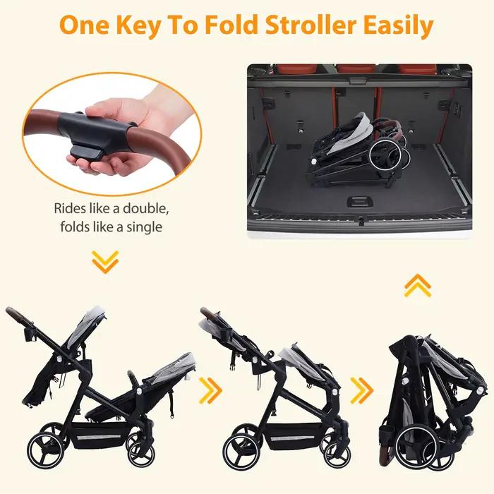 Poussette Double piste Tandem pour nourrissons et tout-petits