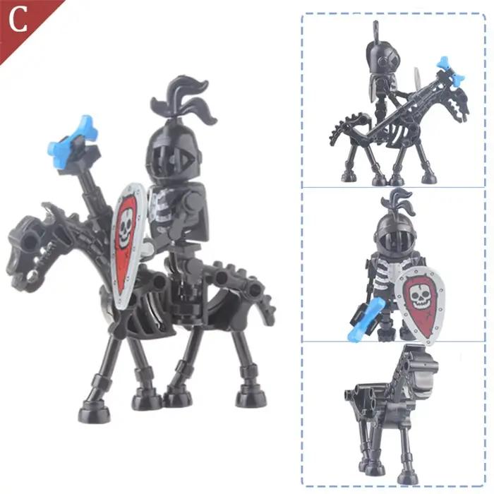 Squelette château médiéval chevalier guerriers horaires des animaux blocs de construction chanteur héros bricolage Collection jouet pour garçons cadeaux