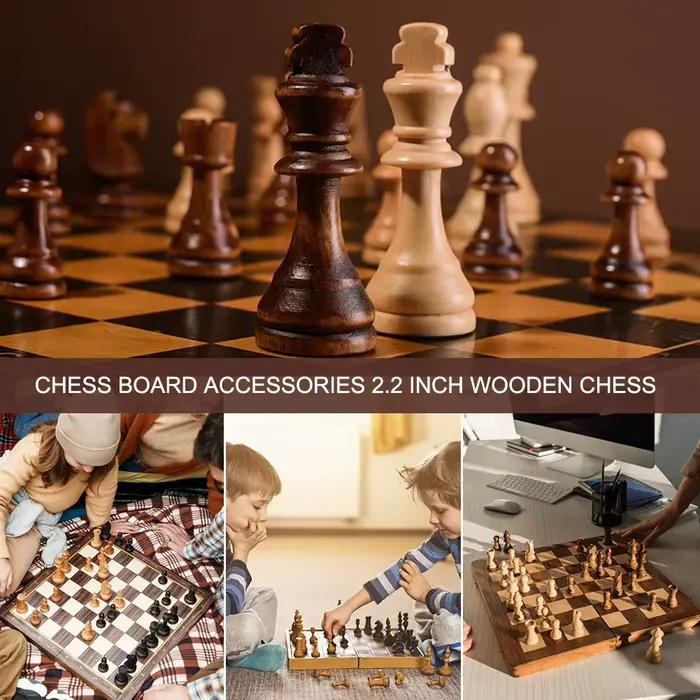 Pions d'échecs en bois standard pour tournoi Staunton 32 pièces Jeu