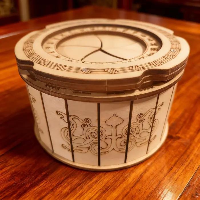 Boîte mécanique en bois 3D