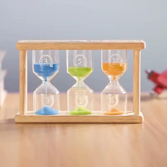 Sablier en bois 3-en-1 de 3/5/10/15/20/30 minutes pour enfants