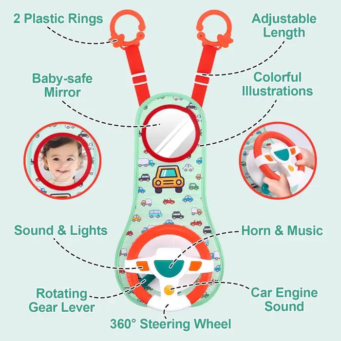 Jouet de volant électrique de voiture de bébé avec la musique simule