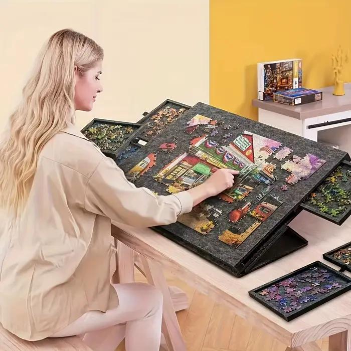 Table de puzzle portable 6 en 1 de Noël/avec support et couvercle/table