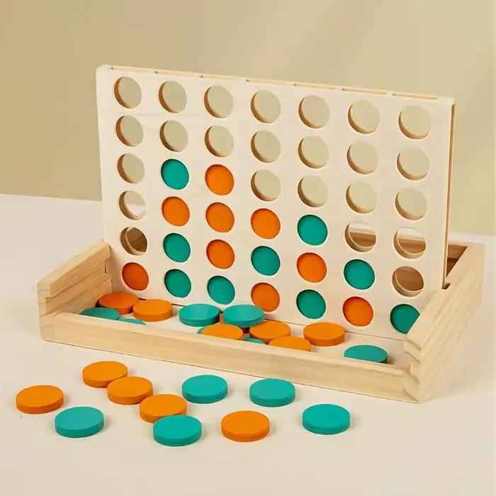 Jeu de société en bois 4 dans une rangée – Jeu de stratégie pour 2 joueurs