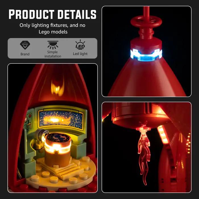 Kit d'éclairage LED pour blocs de construction LEGO Tintin Moon Rocket 21367