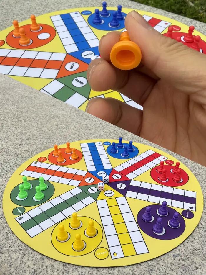 Jeu de société Ludo et Flying Chess pour 4 à 6 joueurs avec dés et pions multicolores