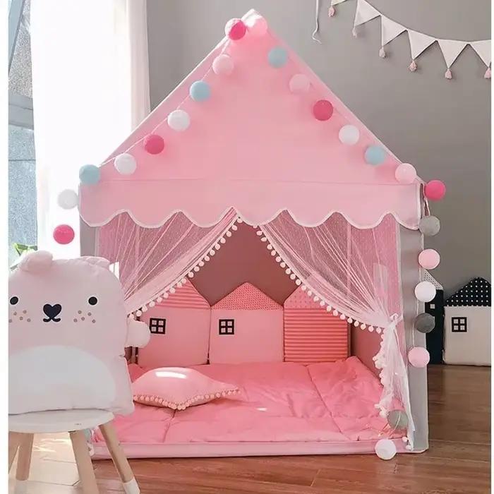 Tente de jeu intérieure et extérieure pour enfants, maison de divertissement rose XL pour parties familiales et journées d'école