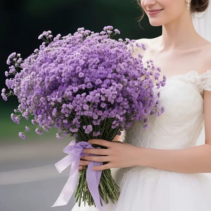 20 bouquets - Bouquets artificiels de gypsophile avec des fleurs et des tiges violettes douces, pour mariage, fête prénuptiale, décoration de la maison printemps/été