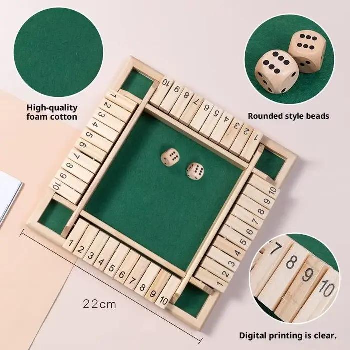 Jeu de société en bois avec dés arithmétiques pour 4 joueurs