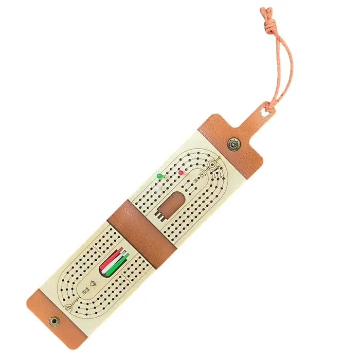 Jeu de Cribbage Traditionnel en Bois avec 6 Pions et un Jeu de Cartes – Jeu de Table Classique Portable