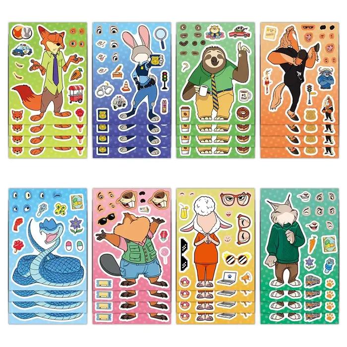 8/16 feuilles dessin animé Disney Zootopia 2 autocollants de Puzzle mignon Judy Nick