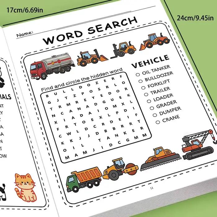 Livre de puzzles de mots pour enfants : plus de 100 puzzles de mots |   Défis amusants pour les enfants de 4 à 8 ans |   Livre d'activités de recherche et de détection de mots