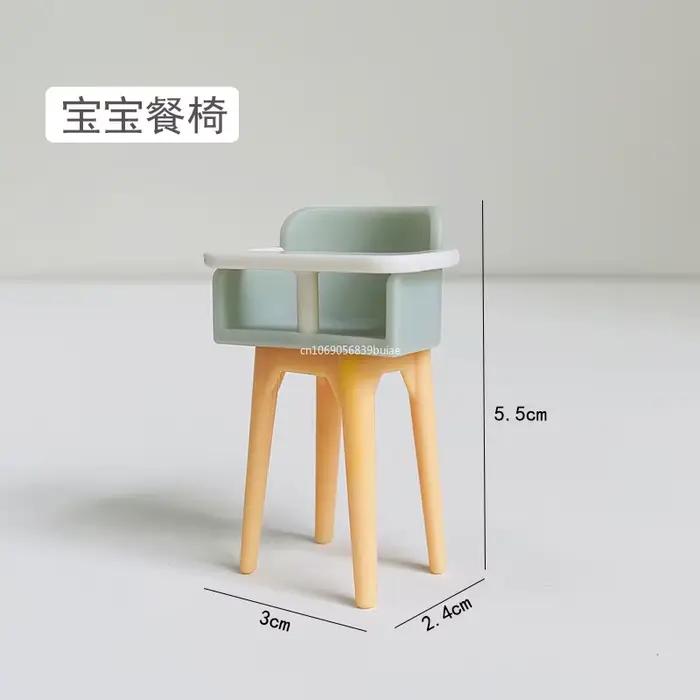 1:12 maison de poupée bébé chambre meubles accessoires toboggan/Cheval de Troie/Table/chaise de salle à manger/lit pour enfants semblant de jouer fournitures