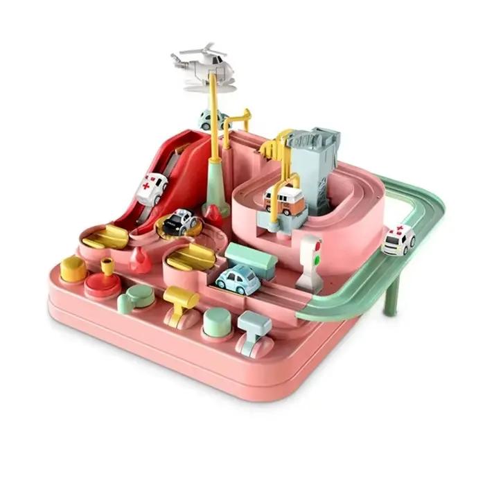 Jeu de pistes de voitures sur rail pour enfants construction de circuits éducatifs jouet mécanique pour garçons occasions spéciales cadeau d'anniv