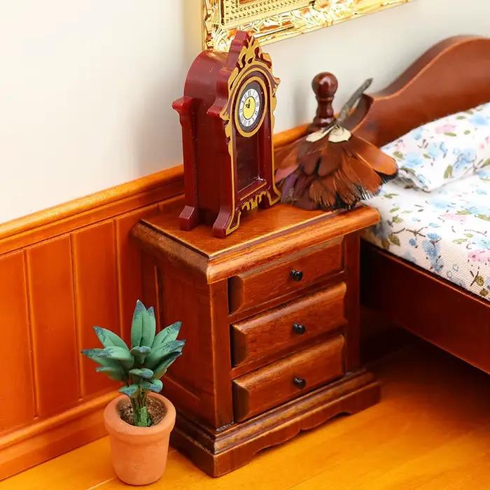 1 pièce bricolage accessoires 1:12 maison de poupée Miniature châtain Table de chevet commode armoire de rangement meubles modèle jouet