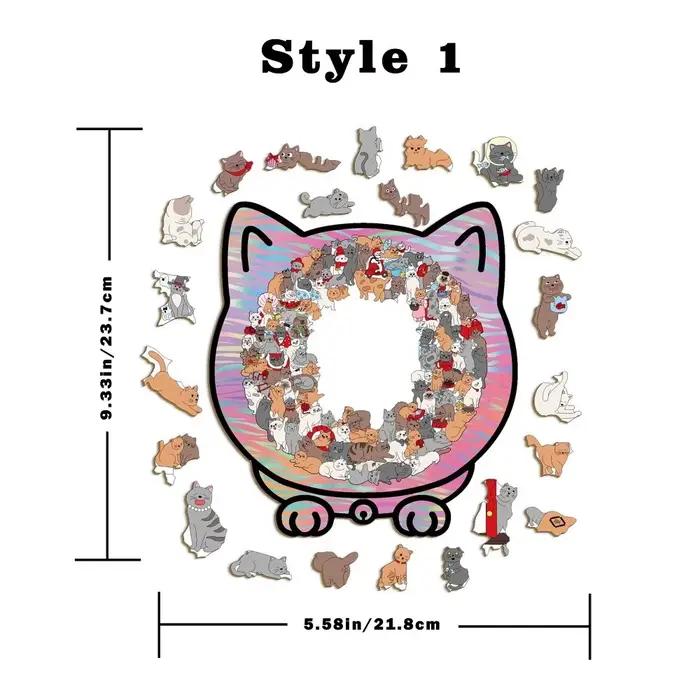 Puzzle en forme de chat de couleur Morandi