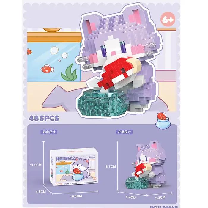 Nouveaux blocs de construction à microparticules chat chanceux