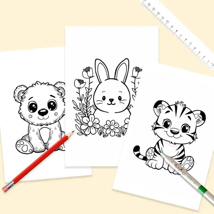 Cartes de coloriage d'animaux
