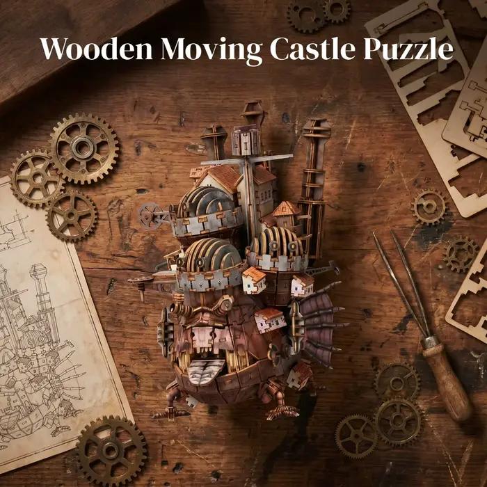 Puzzle 3D en bois classique de Château Ambulant d'Anime