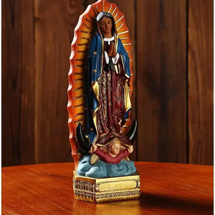 Statue de notre dame de Guadalupe du mexique, Sculpture catholique en résine, décoration religieuse pour la maison et le bureau, artisanat d'ornement