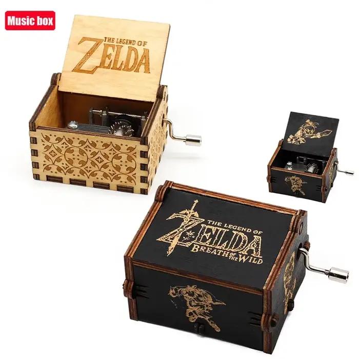 == Nouveau Anime la légende de Zelda bricolage boîte à musique en bois créative qualité manivelle