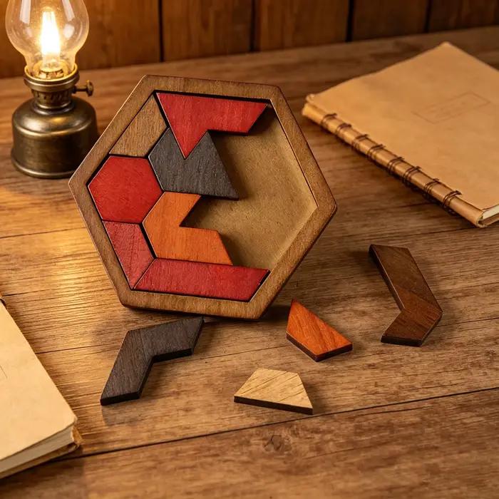 Puzzle en bois hexagonal 11 pièces pour adultes