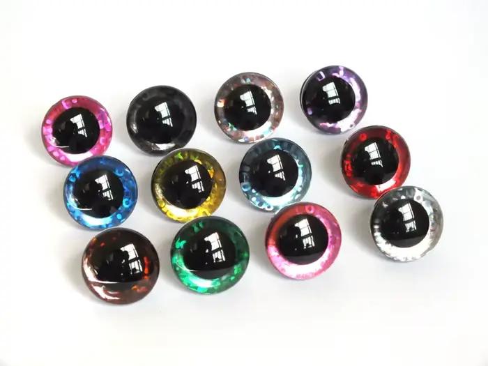 20 pièces 9/12/14/16/18/20/25/30/35/40mm yeux de jouet de sécurité en plastique trapèze transparent + non-tissés à paill