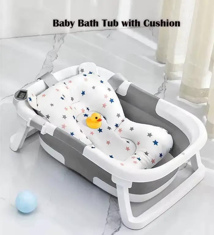 Baignoire pliable pour bébé avec capteur de température et coussin doux