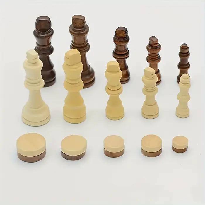 Jeu d'échecs en bois 3-en-1 de 24 cm/34 cm