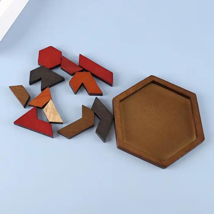 Puzzle en bois hexagonal 11 pièces pour adultes