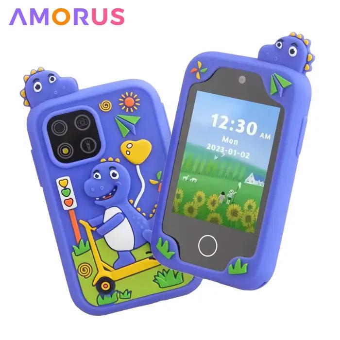 AMORUS enfants téléphone musical double caméra lecteur Mp3 fonction de jeu dessin animé bébé Mobile pour filles garçons anniversaire cadeaux de noël