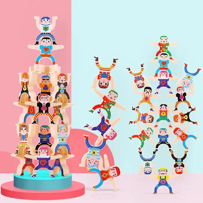 Jouets Montessori à monter soi-même, blocs de construction de poupée d'équilibre, planche à empiler, blocs hauts, jeux éducatifs précoces pour enfants