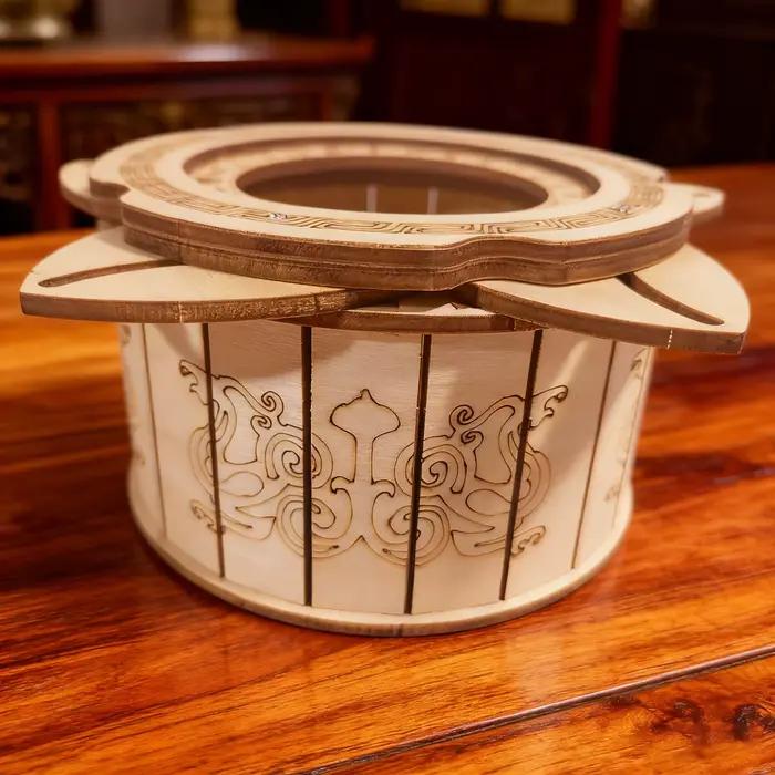 Boîte mécanique en bois 3D