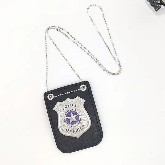 Badge de Police pour déguisement, jeu de Simulation avec chaîne, jeu de rôle de Police, jouet, Clip de ceinture, Simulation d'officier de Police