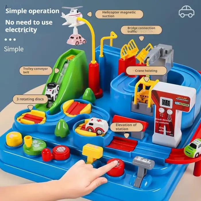 Jeu d'aventure sur rail de course pour enfants - Jouet interactif mécanique éducatif pour l'entraînement cérébral - Fusée spatiale et Anima