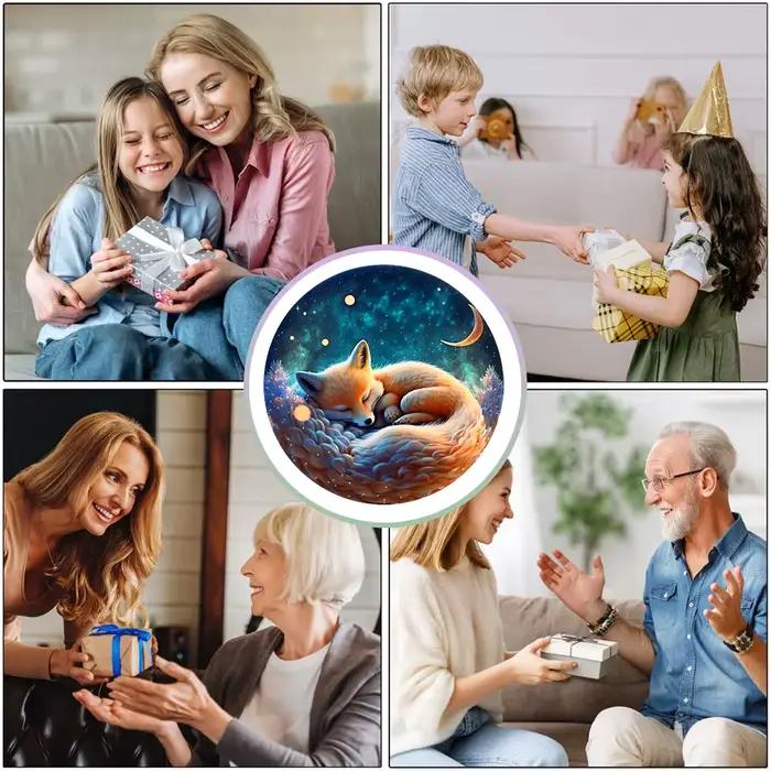 Puzzle rond en bois de renard endormi
