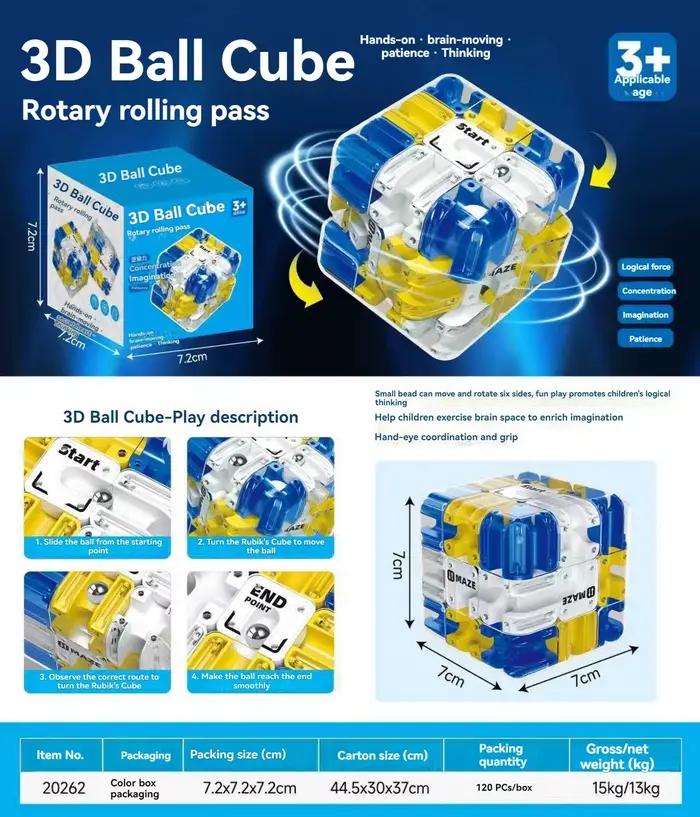 Cube à boule rotative 3D populaire 2026, cube de troisième ordre, labyrinthe de piste polyvalent, jouet puzzle de marche pour la réflexion des enfants
