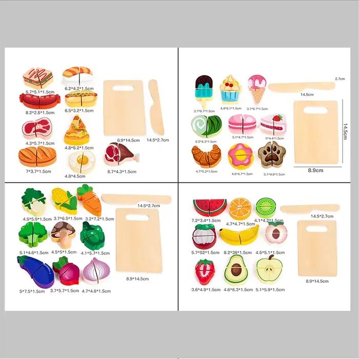 Cuisine en bois jeu de simulation pour enfants de 18 mois et plus jouet de coupe de nourriture avec sac de rangement occasion spéciale pour garçons et filles