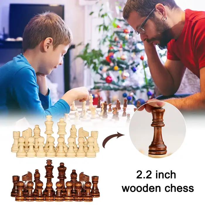 Pions d'échecs en bois standard pour tournoi Staunton 32 pièces Jeu
