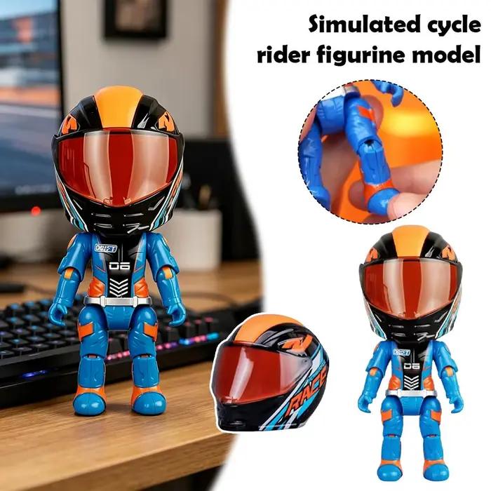Figurine de motard en alliage Q à l'échelle 1:12, articulations flexibles pour diverses postures de conduite, casque, ornements de bureau pour enfants