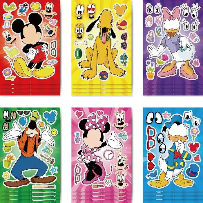 12 feuilles d'autocollants puzzle Disney pour créer des visages